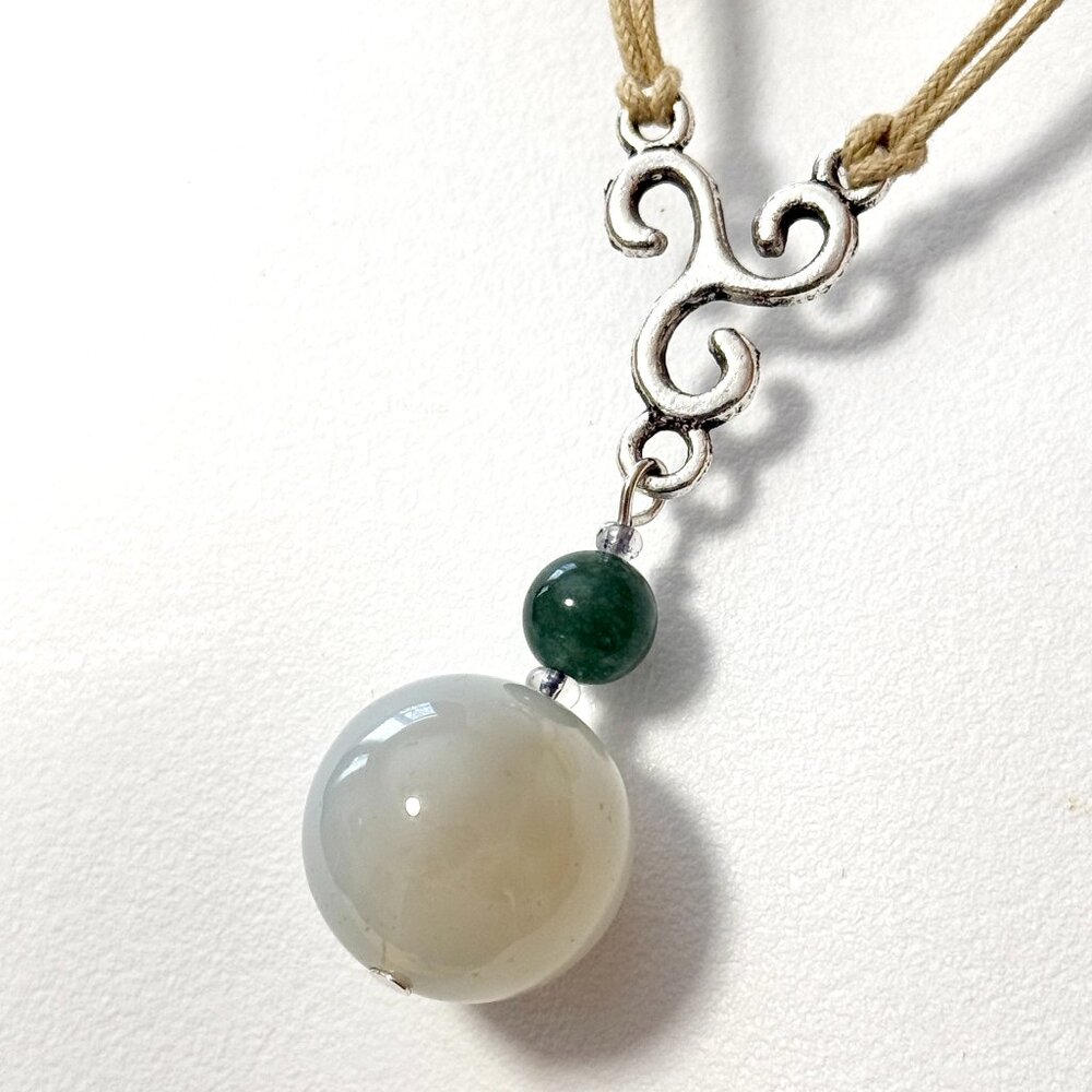 2/$20, Genuine Blue Green Chalcedony, Natural Gemstone Adjustable Cord Necklace